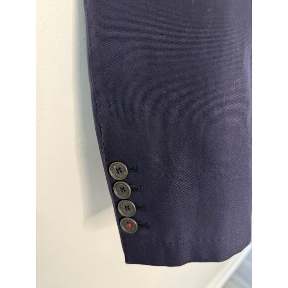 Faconnable Blazer Jacket Mens 3 Button Cotton Single Breasted Vented Italy Blue - Picture 4 of 13